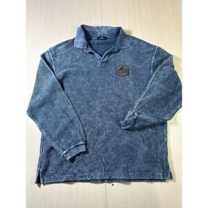Yesterday Polo Sweatshirt Mens Medium Blue Comfort Casual Long Sleeve‎ Pullover